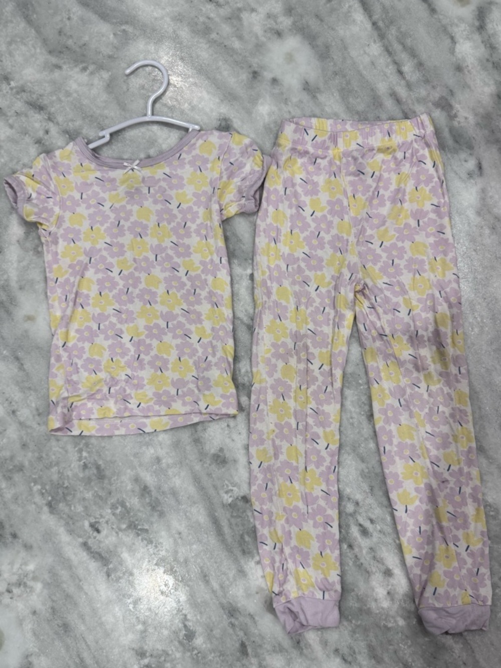 Milkberry Bamboo Girls' Lavender and Yellow Floral Short-Sleeve Pajama Set